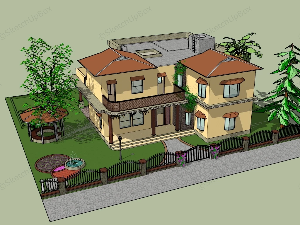 Tropical Suburb House sketchup model preview - SketchupBox