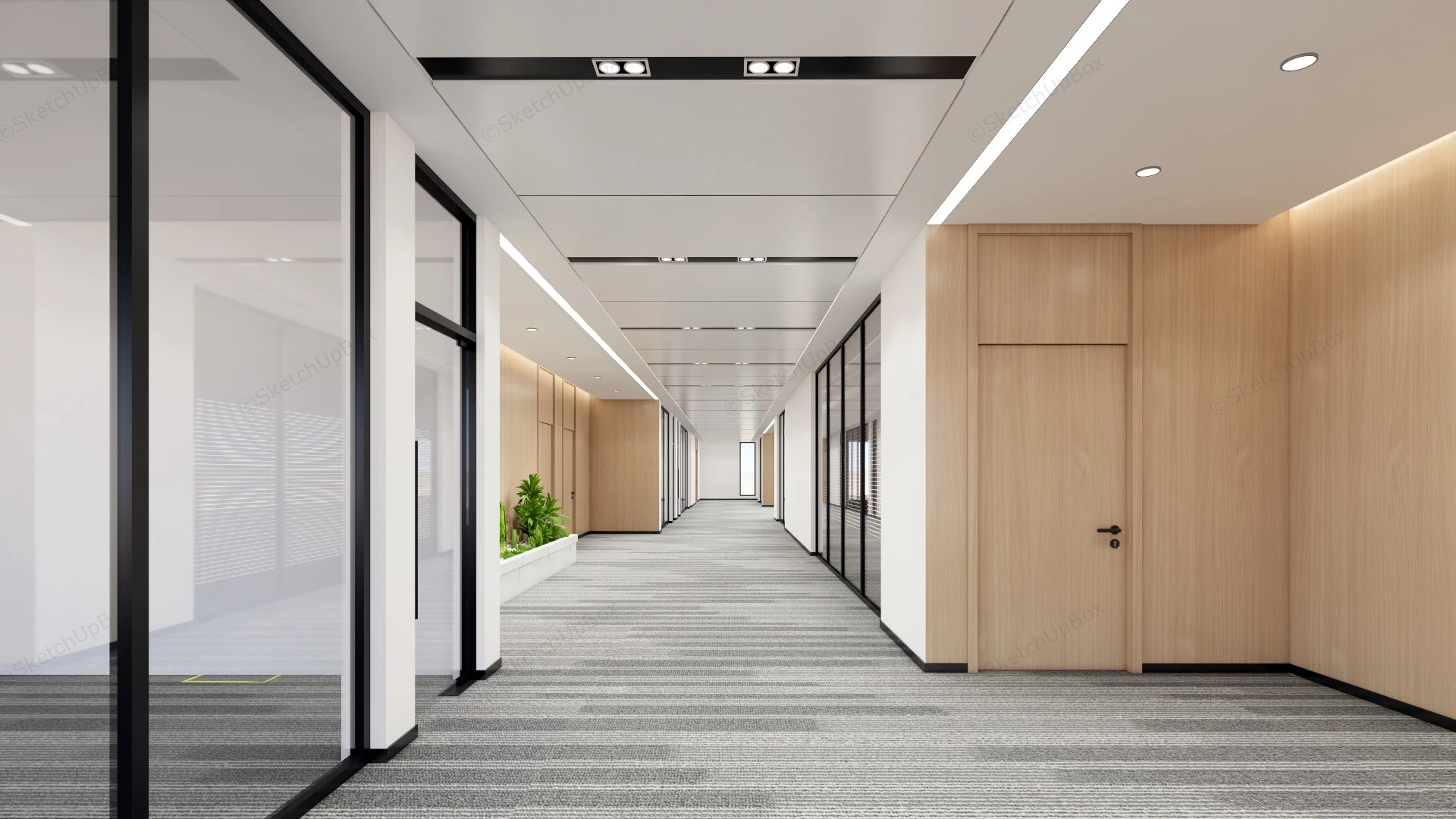 Modern Office Corridor Design sketchup model preview - SketchupBox