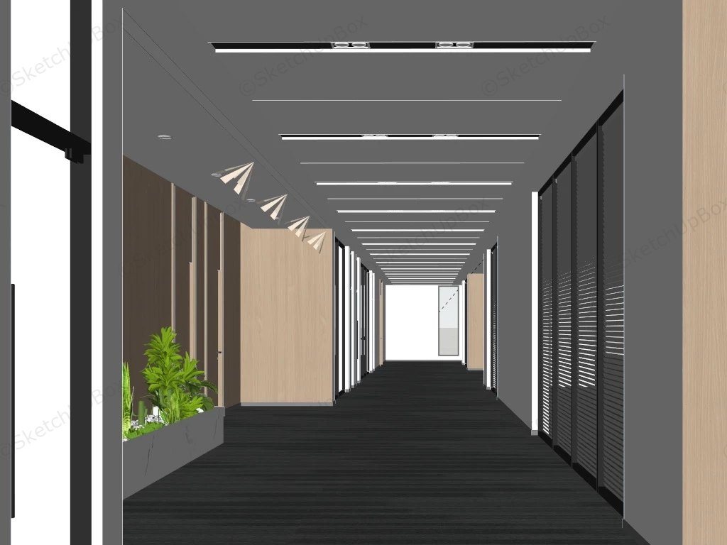 Modern Office Corridor Design sketchup model preview - SketchupBox