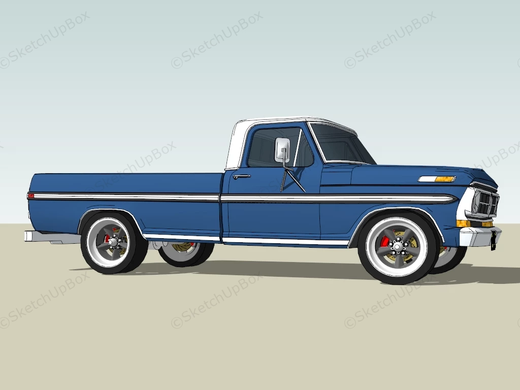 Blue Pickup Truck sketchup model preview - SketchupBox