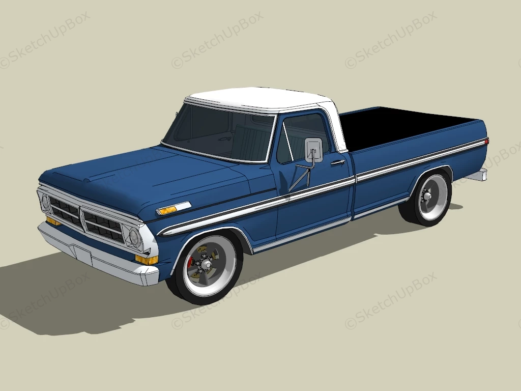 Blue Pickup Truck sketchup model preview - SketchupBox