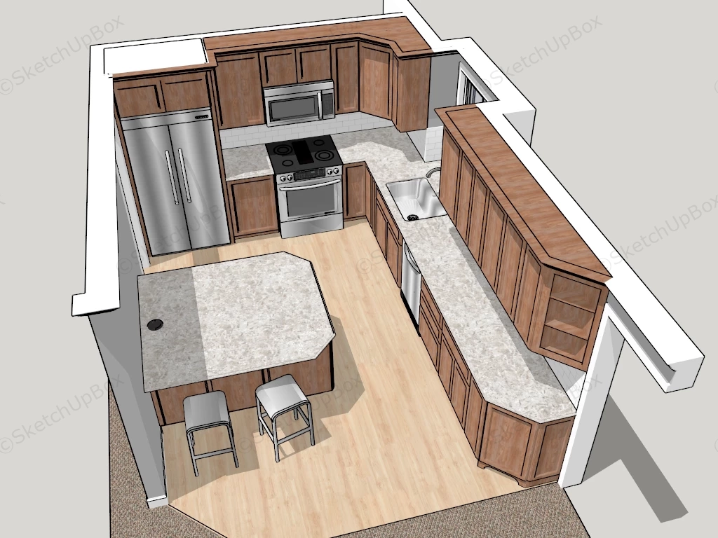 Traditional Style Kitchen Cabinets sketchup model preview - SketchupBox