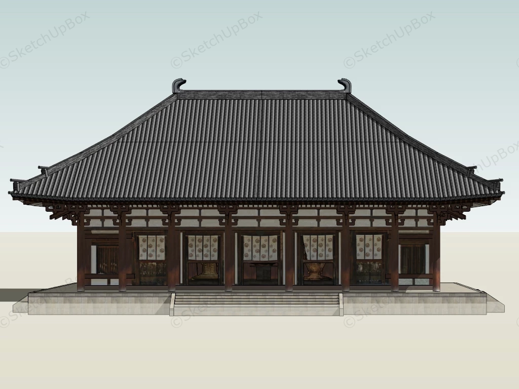 Japanese Temple Architecture sketchup model preview - SketchupBox