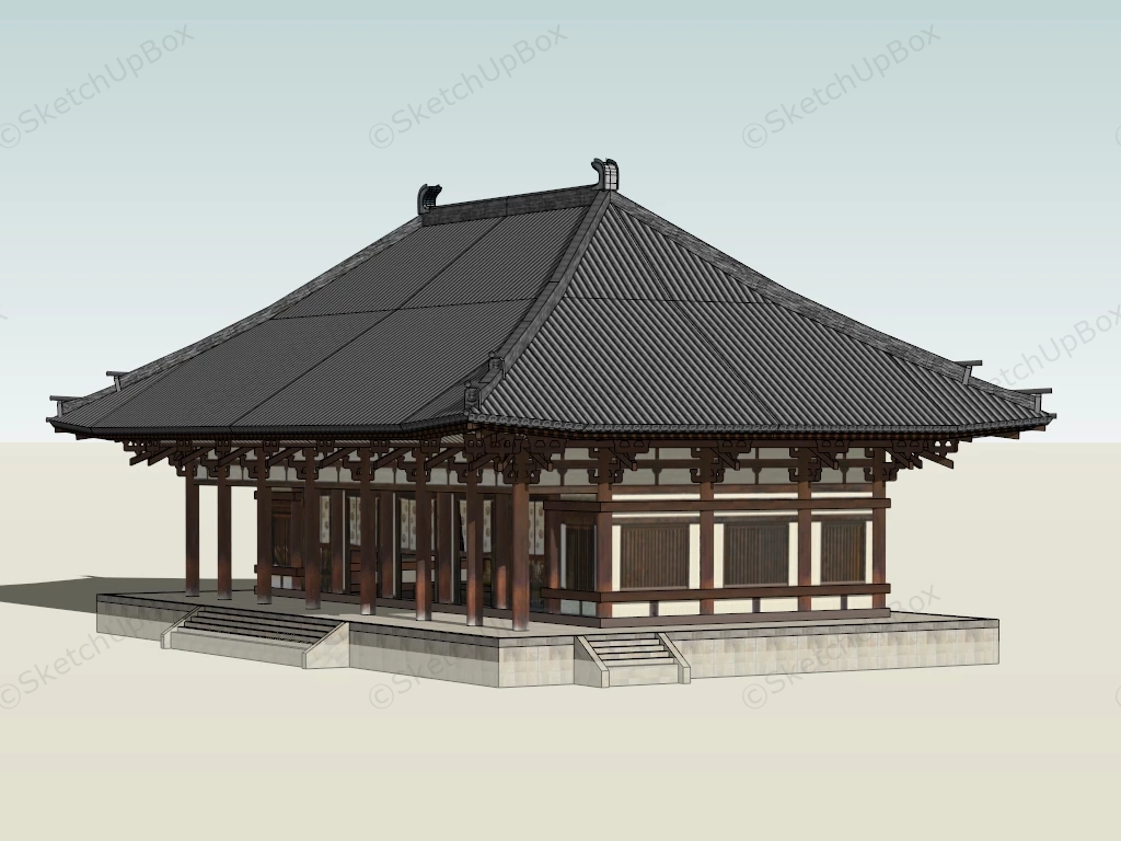 Japanese Temple Architecture sketchup model preview - SketchupBox