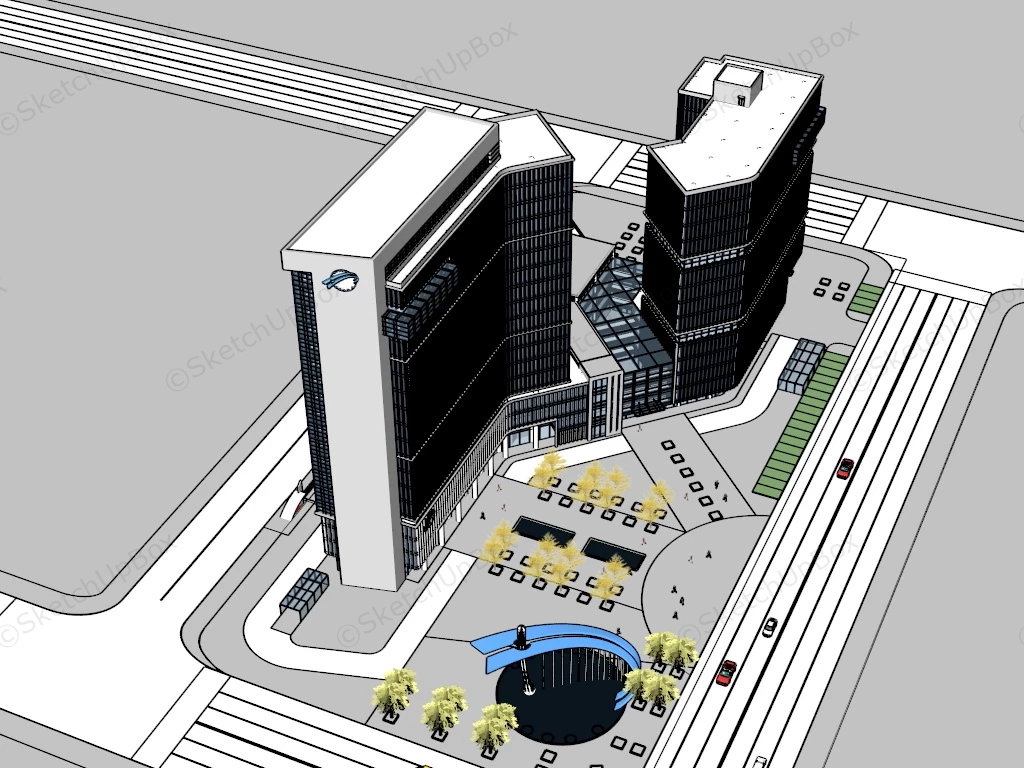 Modern Business Buildings sketchup model preview - SketchupBox