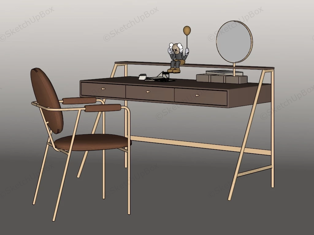 Mid Century Modern Dressing Table Set sketchup model preview - SketchupBox