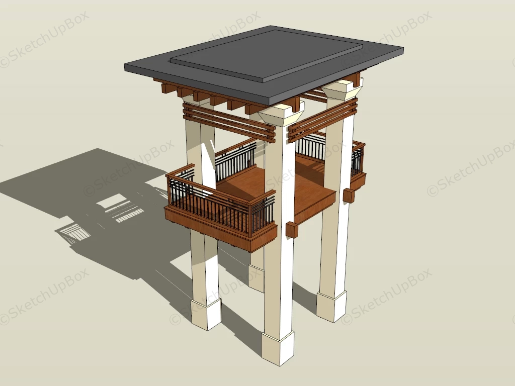 Wooden Observation Deck sketchup model preview - SketchupBox