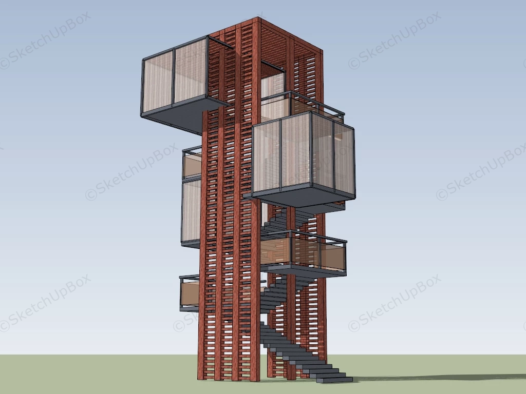 Wooden Observation Tower sketchup model preview - SketchupBox