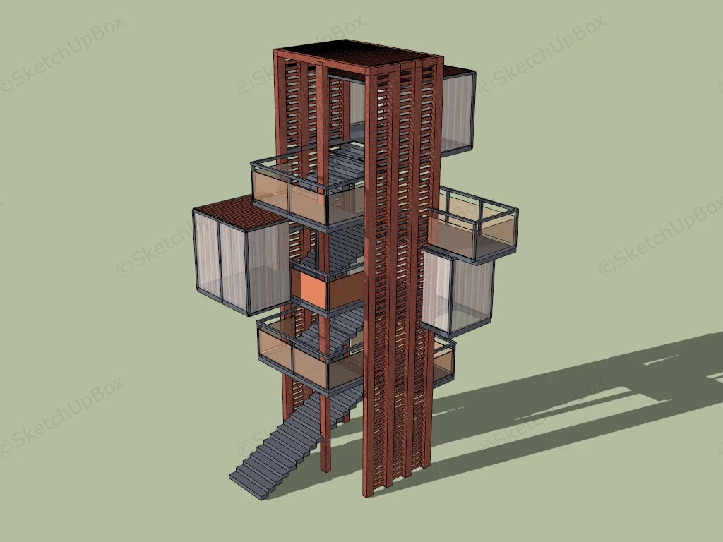 Wooden Observation Tower sketchup model preview - SketchupBox