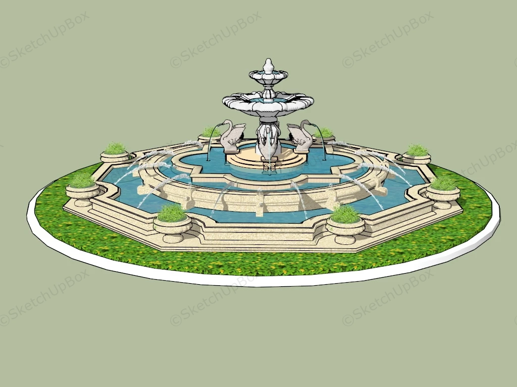 Large Swan Fountain sketchup model preview - SketchupBox