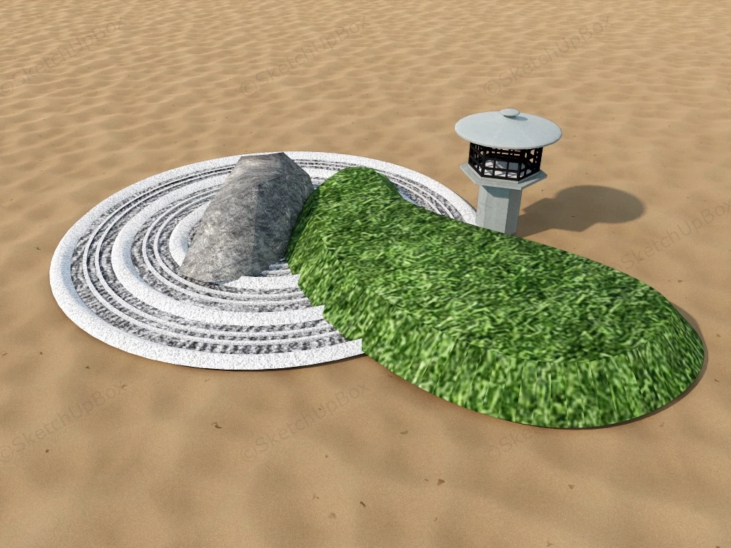 Zen Garden Sand And Lantern sketchup model preview - SketchupBox