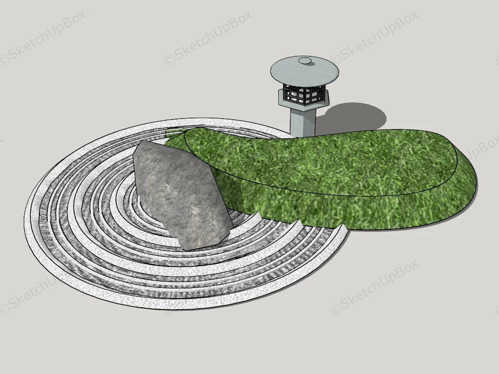 Zen Garden Sand And Lantern sketchup model preview - SketchupBox