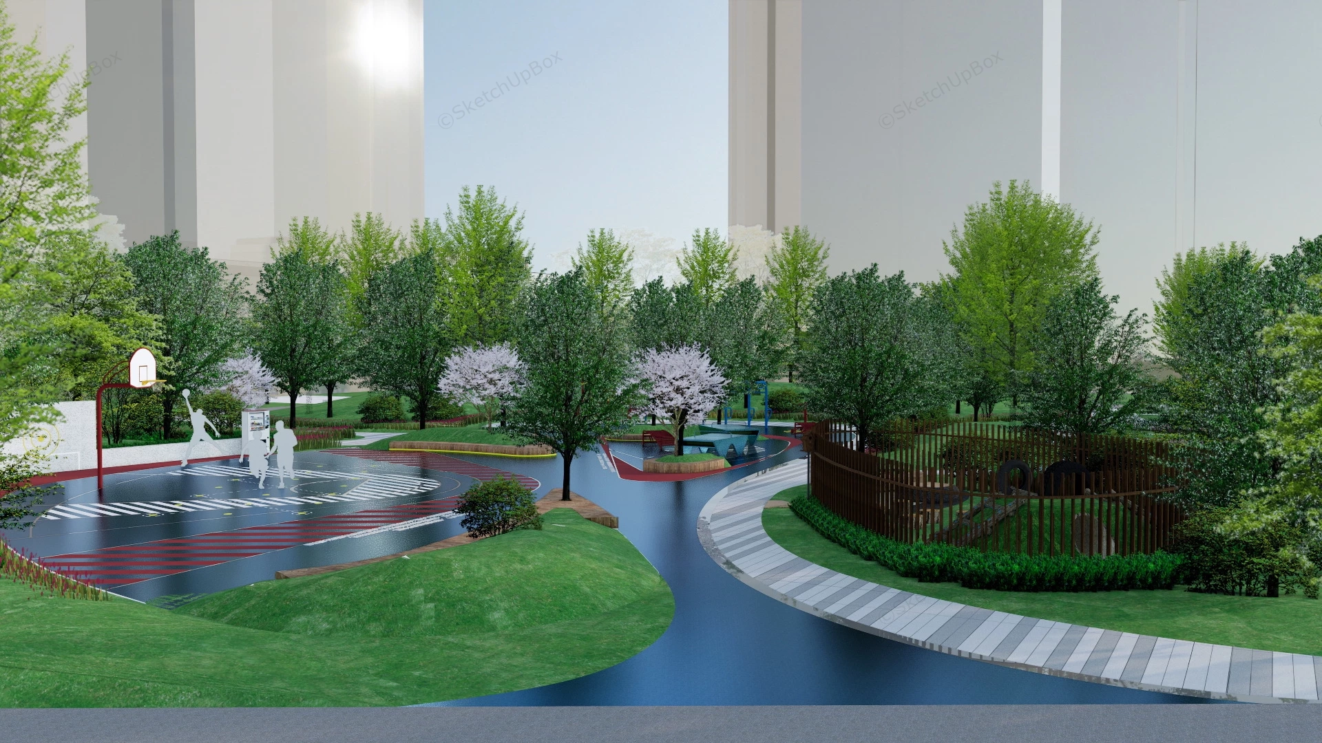 Small Community Park Design sketchup model preview - SketchupBox