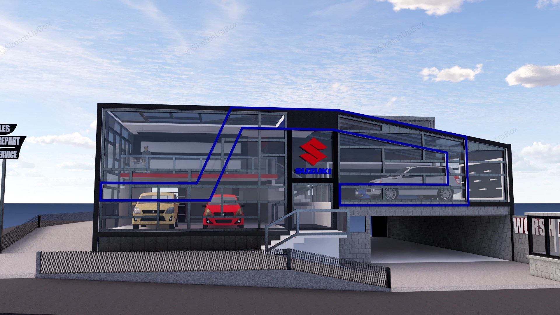 Suzuki Car Dealership sketchup model preview - SketchupBox