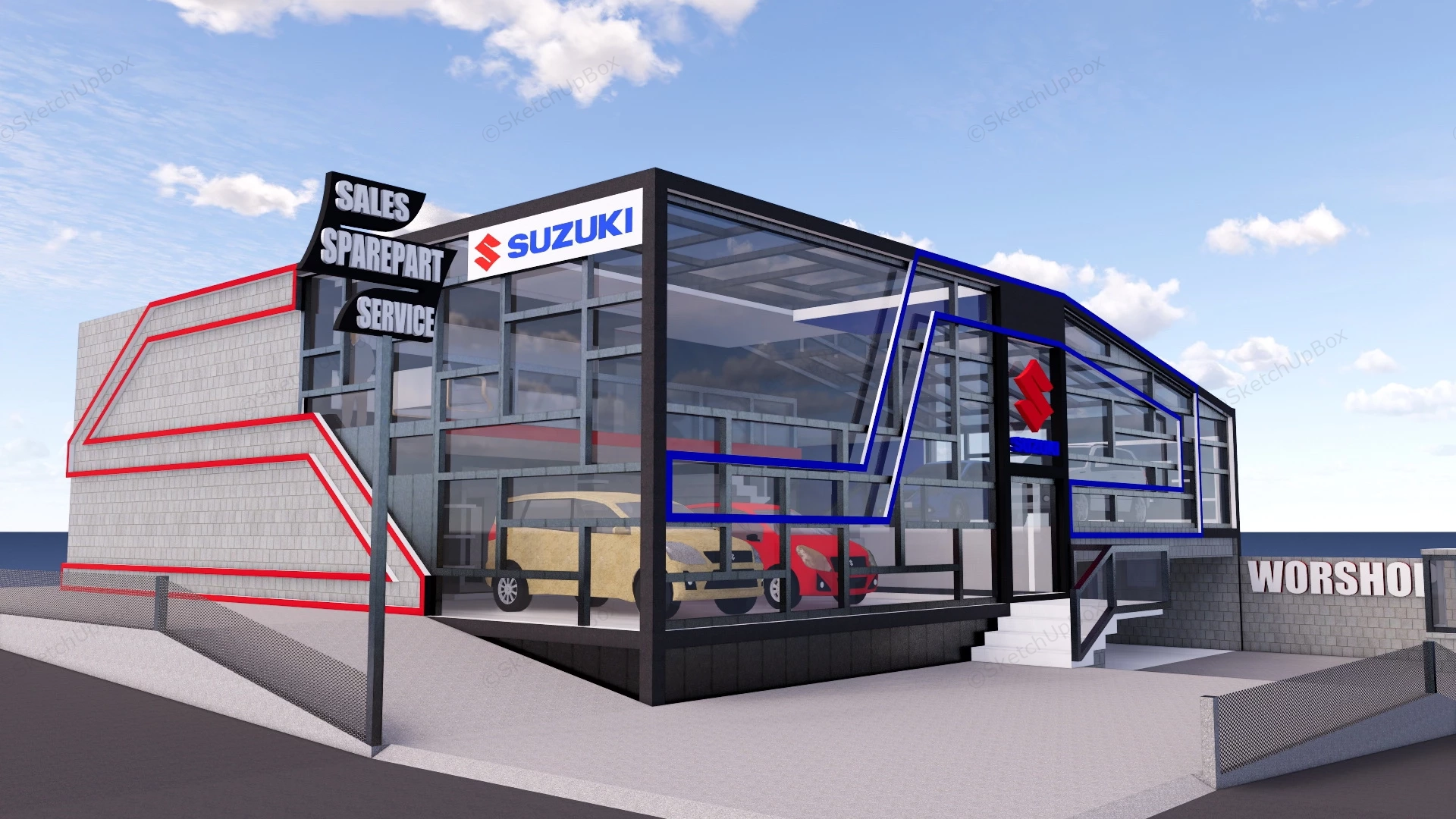 Suzuki Car Dealership sketchup model preview - SketchupBox