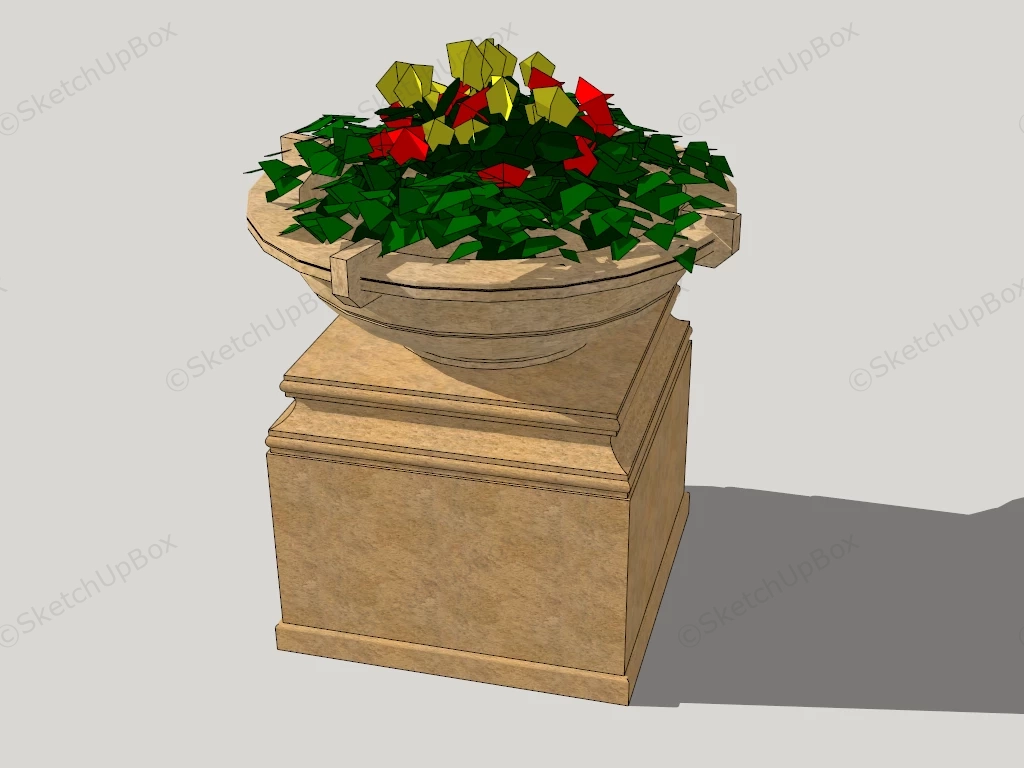 Pedestal Urn Planter sketchup model preview - SketchupBox