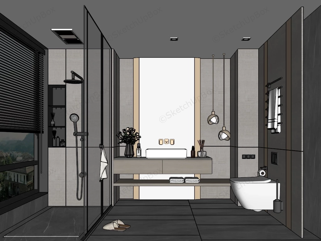 Elegant Modern Bathroom Design sketchup model preview - SketchupBox