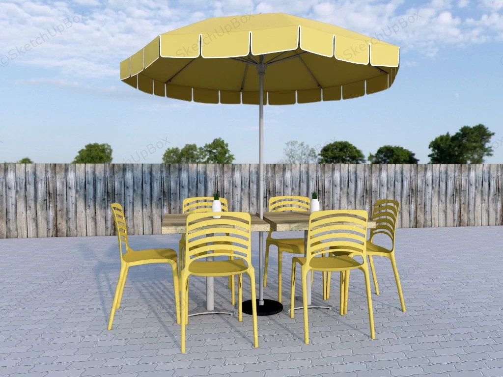 Yellow Patio Set With Umbrella sketchup model preview - SketchupBox