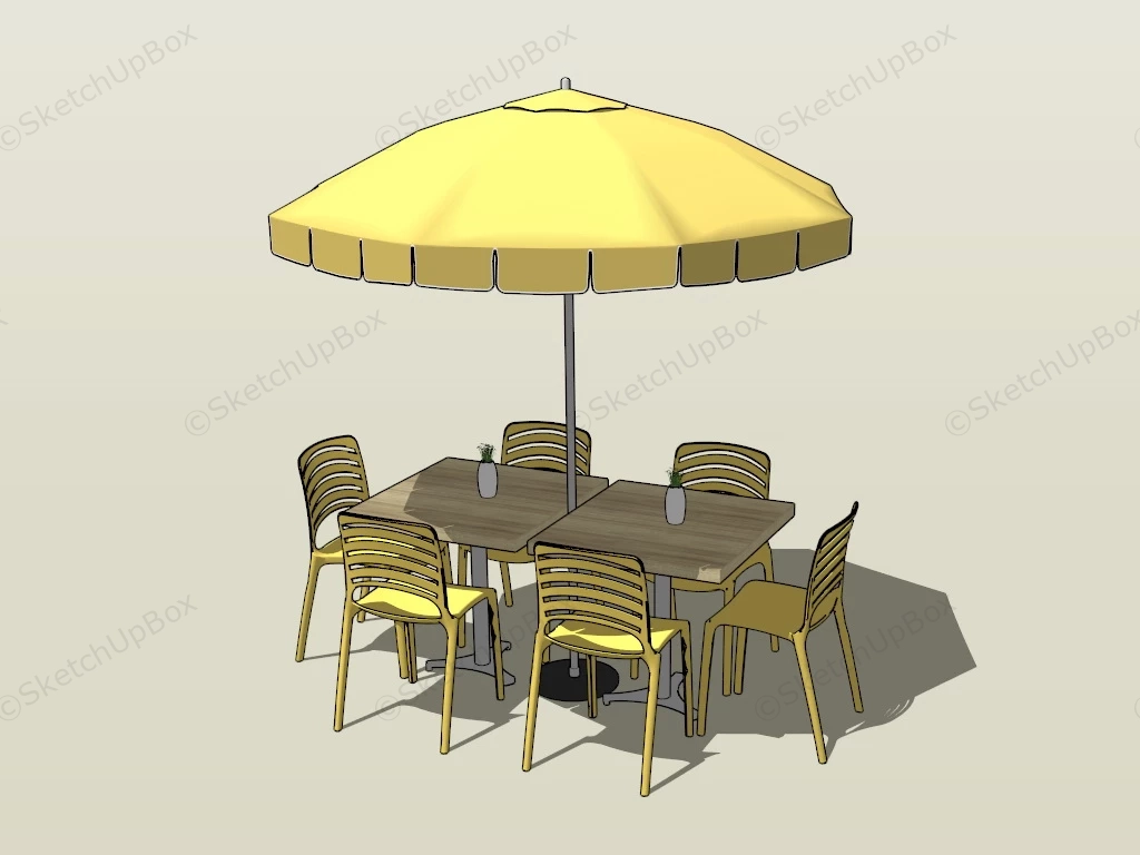 Yellow Patio Set With Umbrella sketchup model preview - SketchupBox