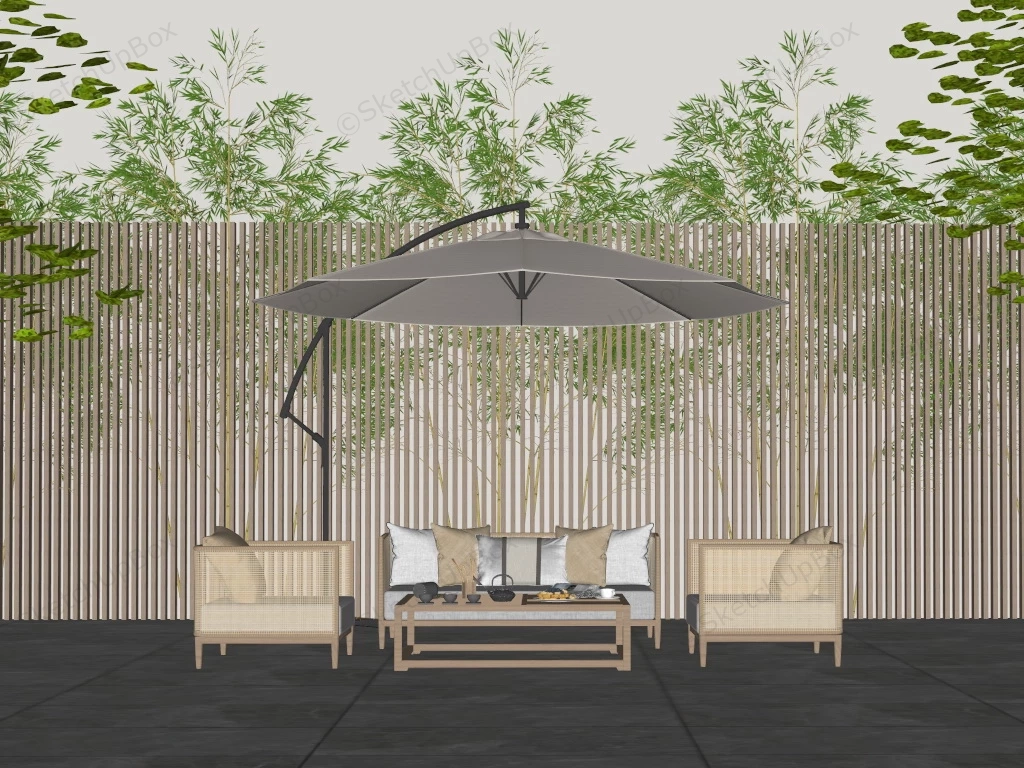 Rattan Conversation Patio Set sketchup model preview - SketchupBox