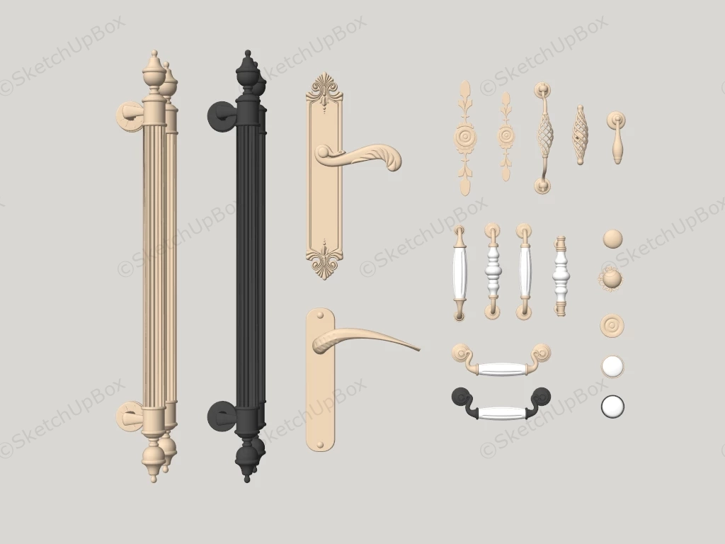 Door Handle Collection sketchup model preview - SketchupBox