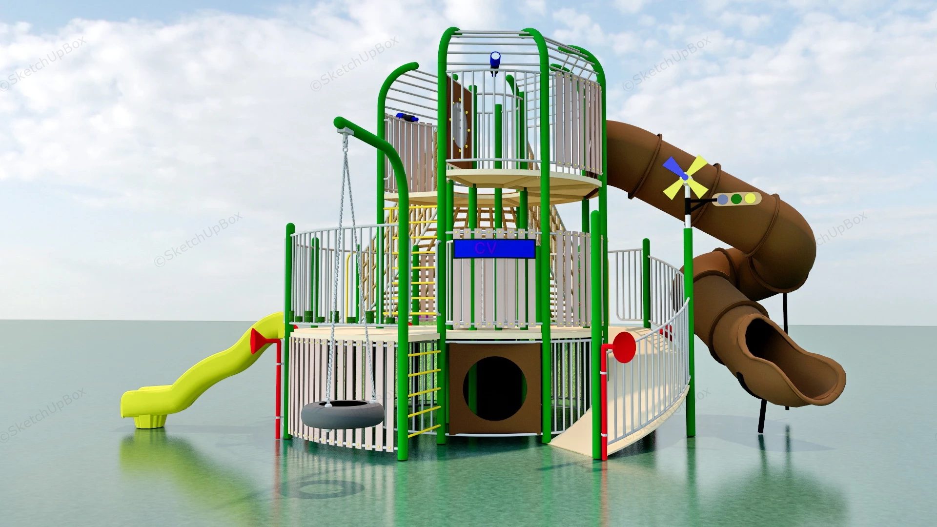 Modern Outdoor Playset sketchup model preview - SketchupBox