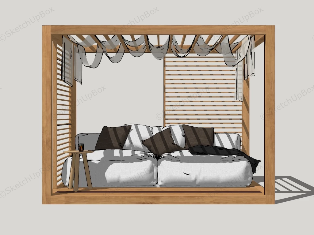 Woodeb Pergola With Sofa sketchup model preview - SketchupBox