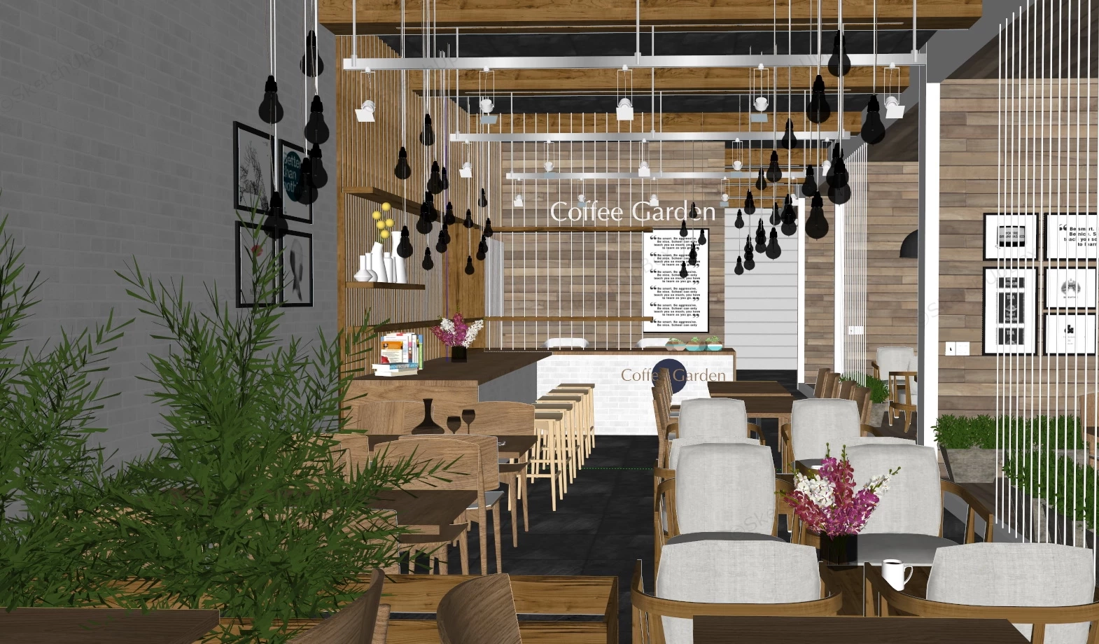 Small Coffee Shop Design sketchup model preview - SketchupBox