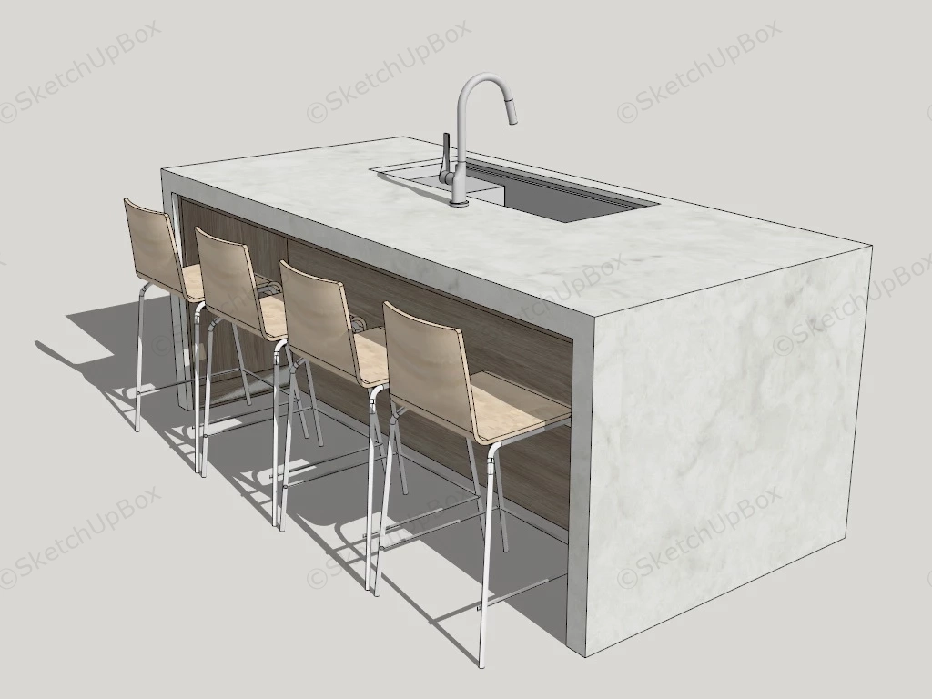 Marble Kitchen Island With Sink sketchup model preview - SketchupBox