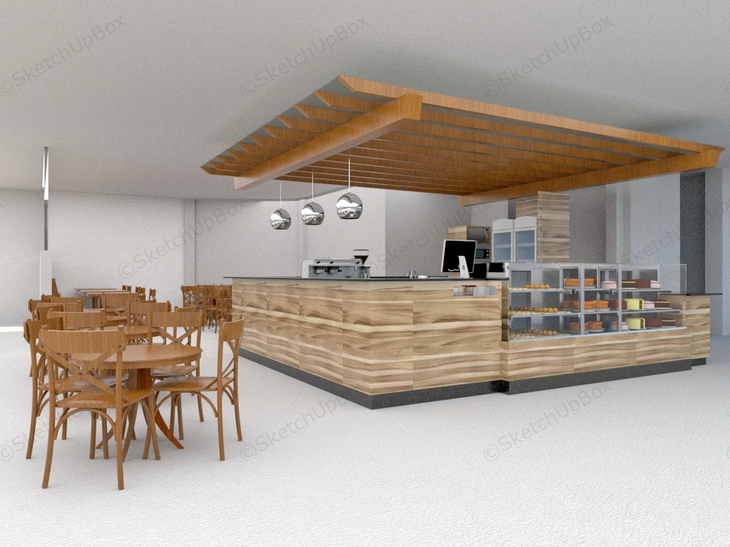 Cafe & Bakery Kiosk In Shopping Mall sketchup model preview - SketchupBox