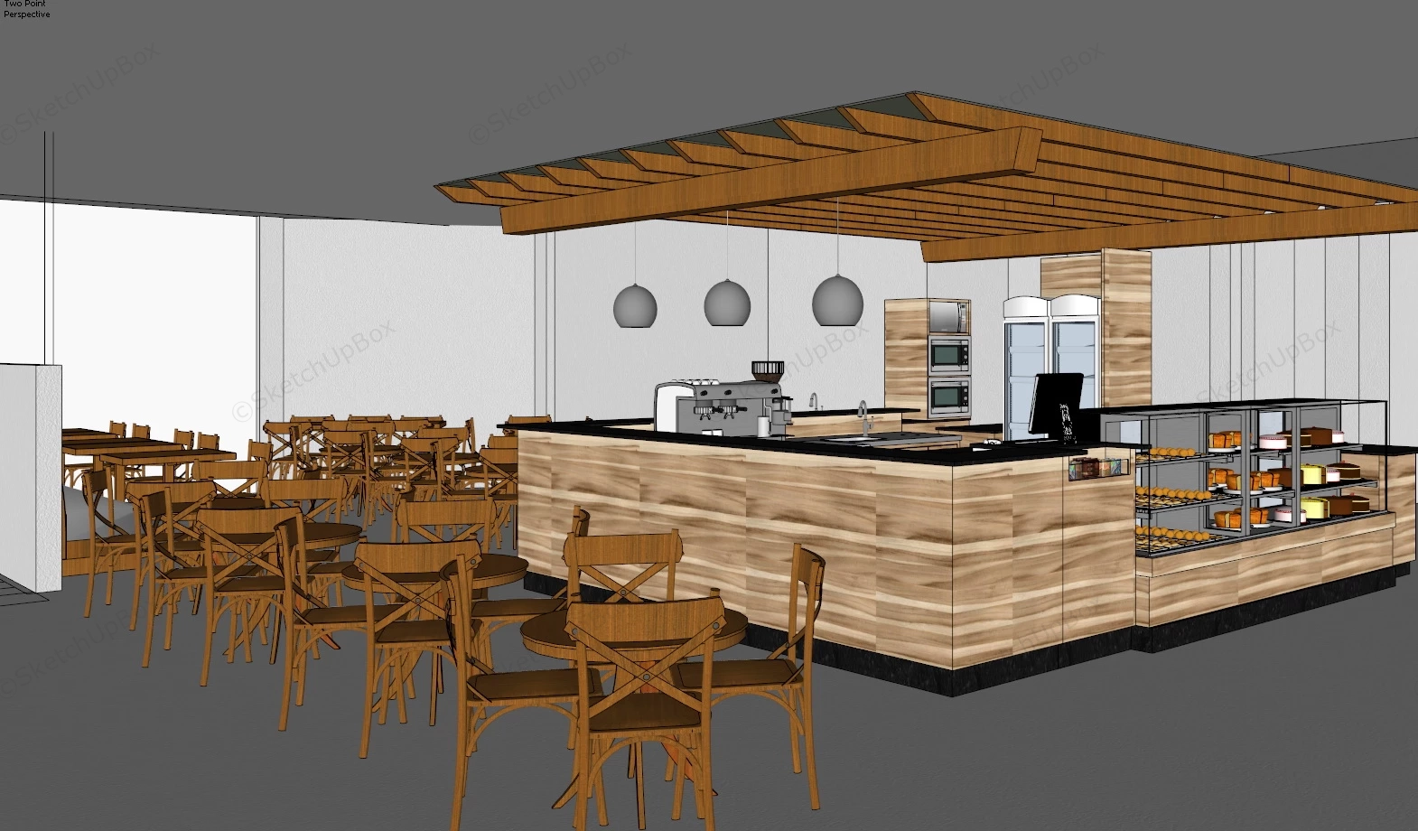 Cafe & Bakery Kiosk In Shopping Mall sketchup model preview - SketchupBox