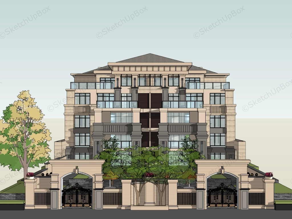 Multi Storey Terraced Houses sketchup model preview - SketchupBox