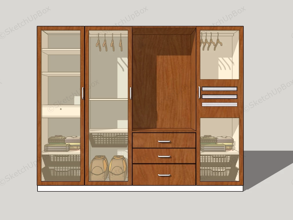 Glass Door Wardrobe sketchup model preview - SketchupBox