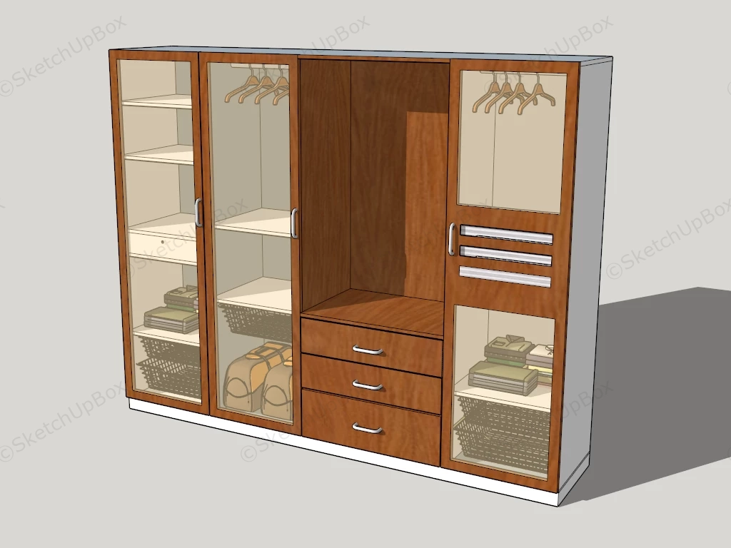 Glass Door Wardrobe sketchup model preview - SketchupBox