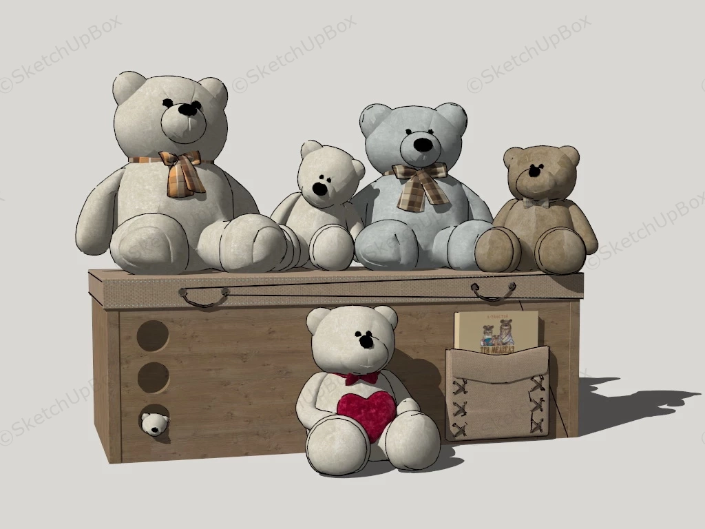 Chest With Plush Bear Toys sketchup model preview - SketchupBox