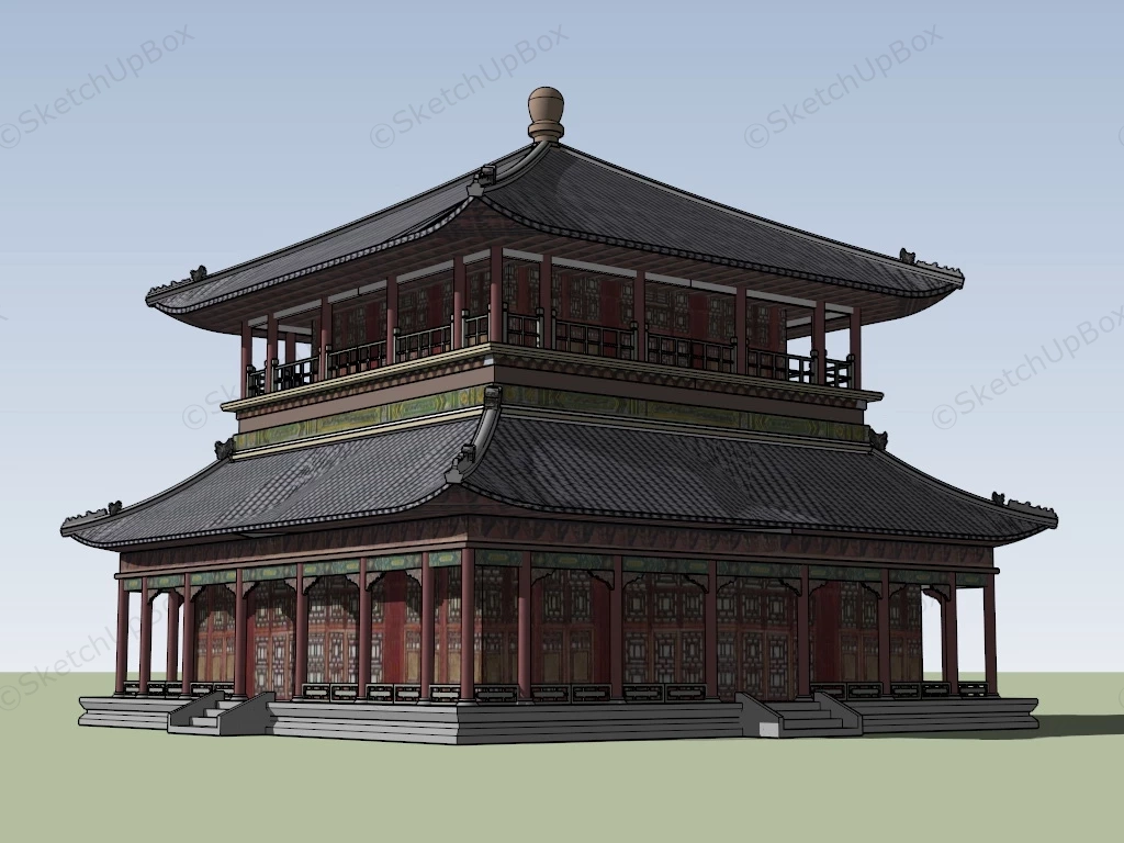 Ancient Chinese Emperor Palace Temple sketchup model preview - SketchupBox