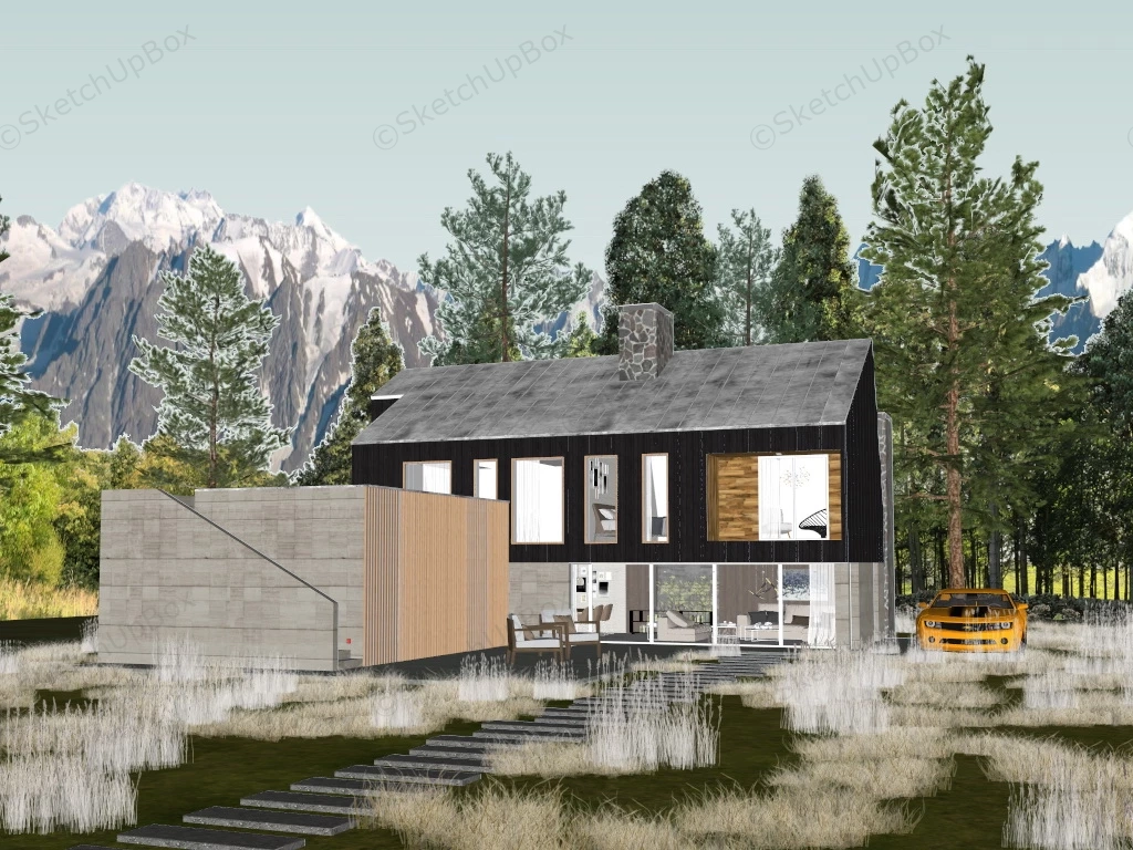 Beautiful Country House sketchup model preview - SketchupBox