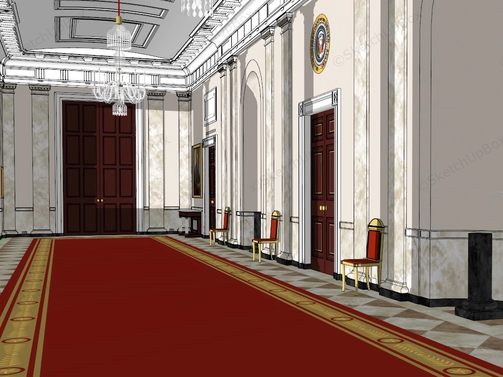 Classic Hotel Corridor sketchup model preview - SketchupBox