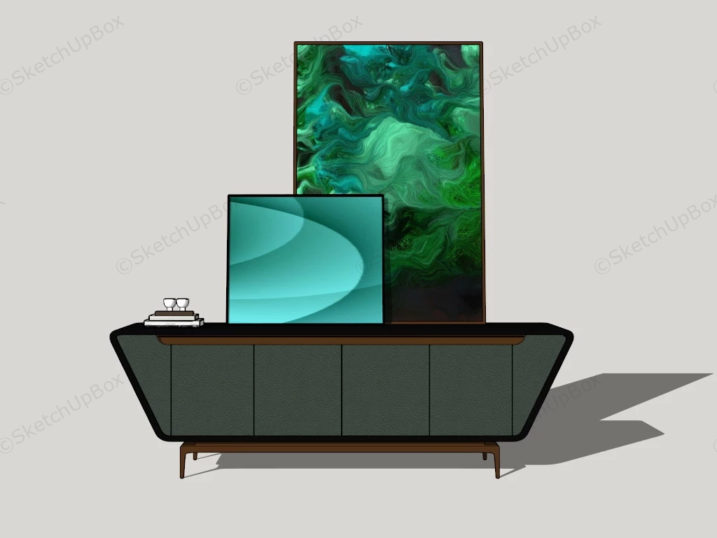 Dark Green And Black Tv Stand sketchup model preview - SketchupBox