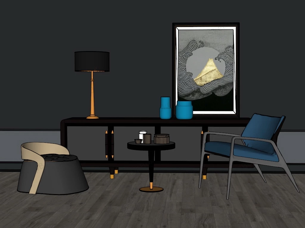 Living Room Accent Furniture Set sketchup model preview - SketchupBox