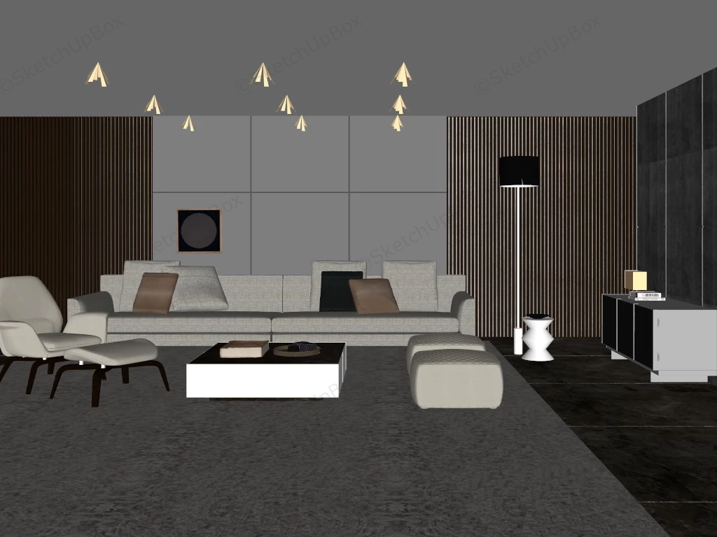 Modern Living Room Decor Ideas sketchup model preview - SketchupBox