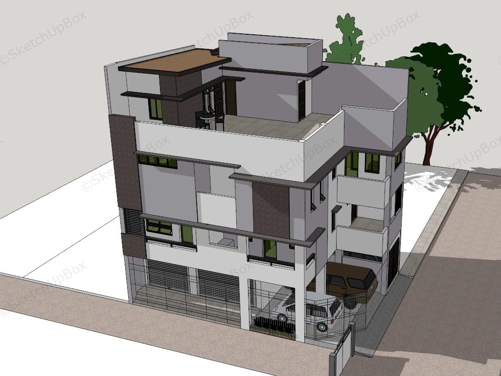 4 Story Townhouse sketchup model preview - SketchupBox