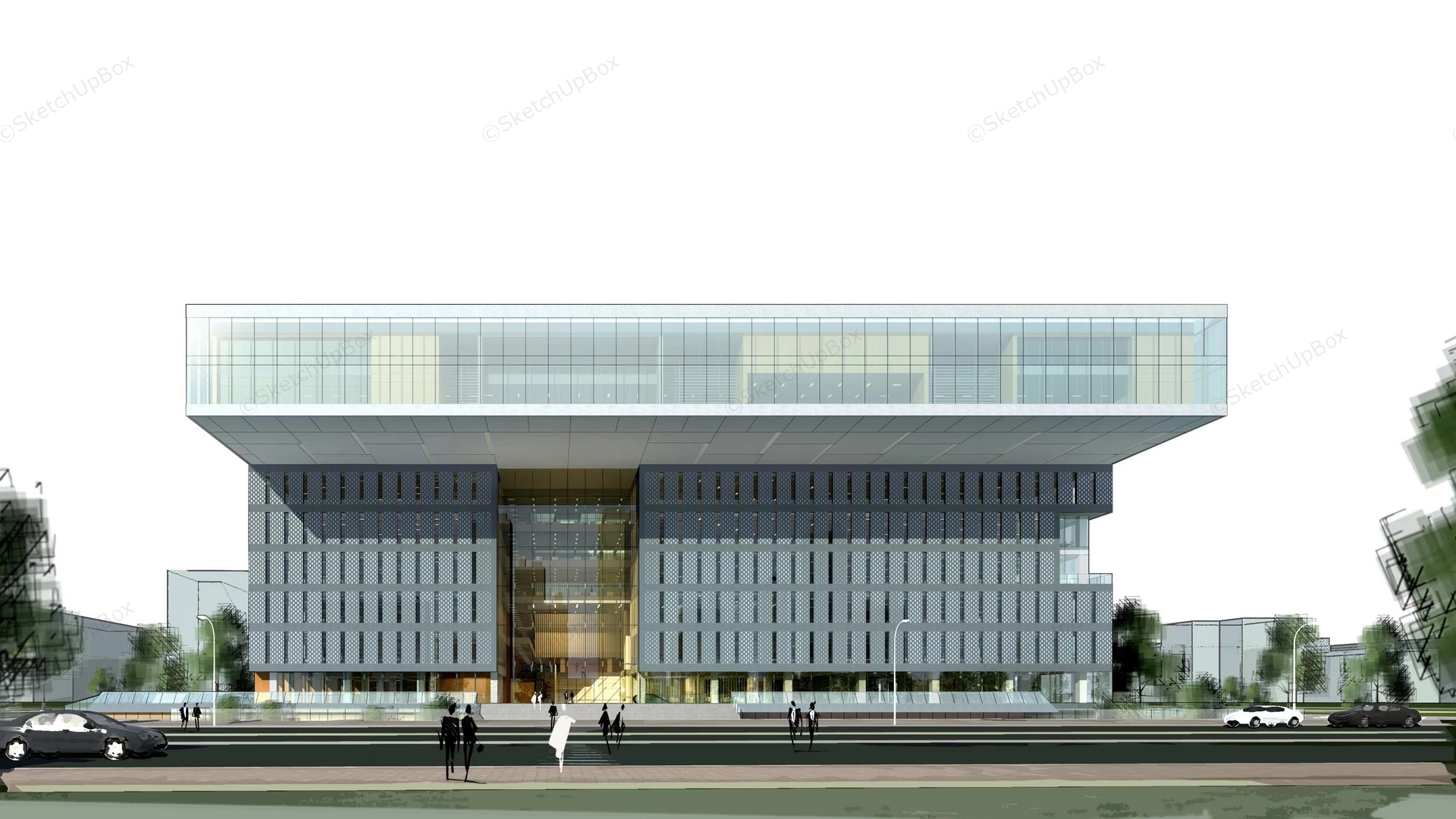 Modern Library Architecture Design Concept sketchup model preview - SketchupBox