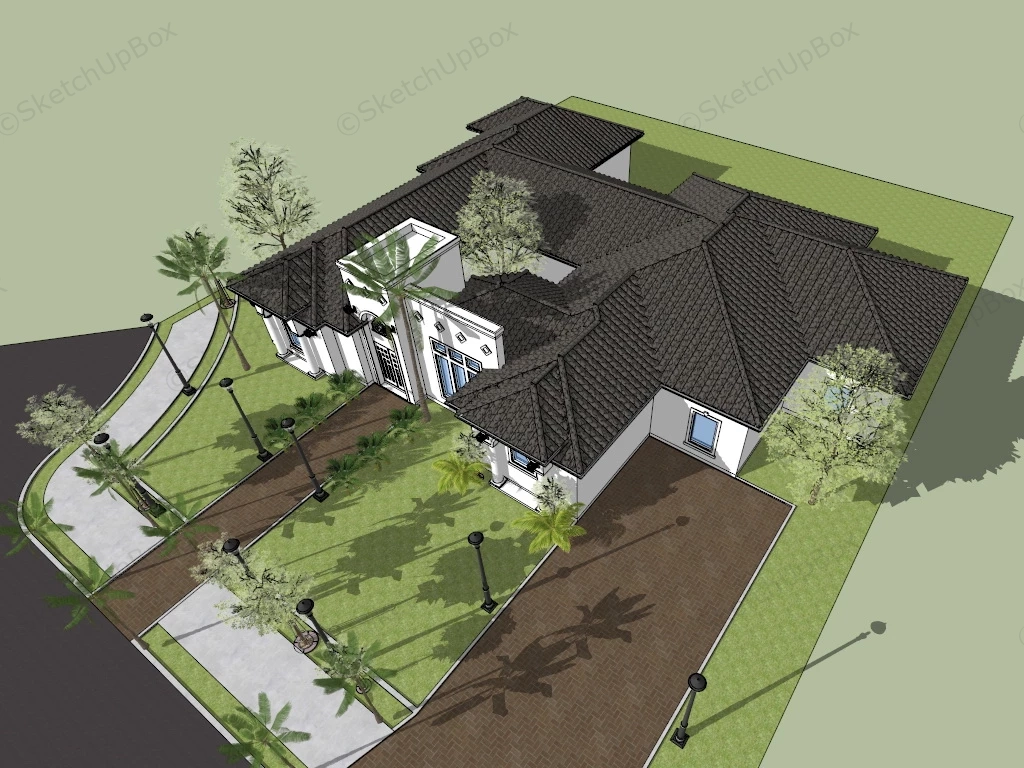 Spain Villa sketchup model preview - SketchupBox