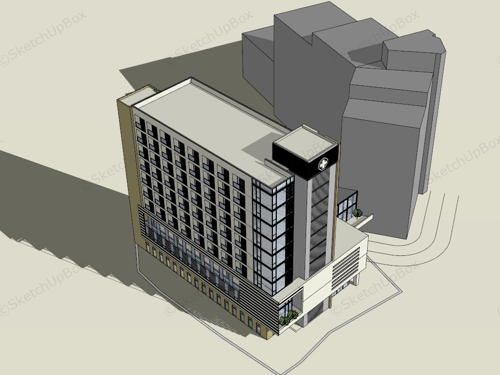 Modern Hospital Architecture sketchup model preview - SketchupBox