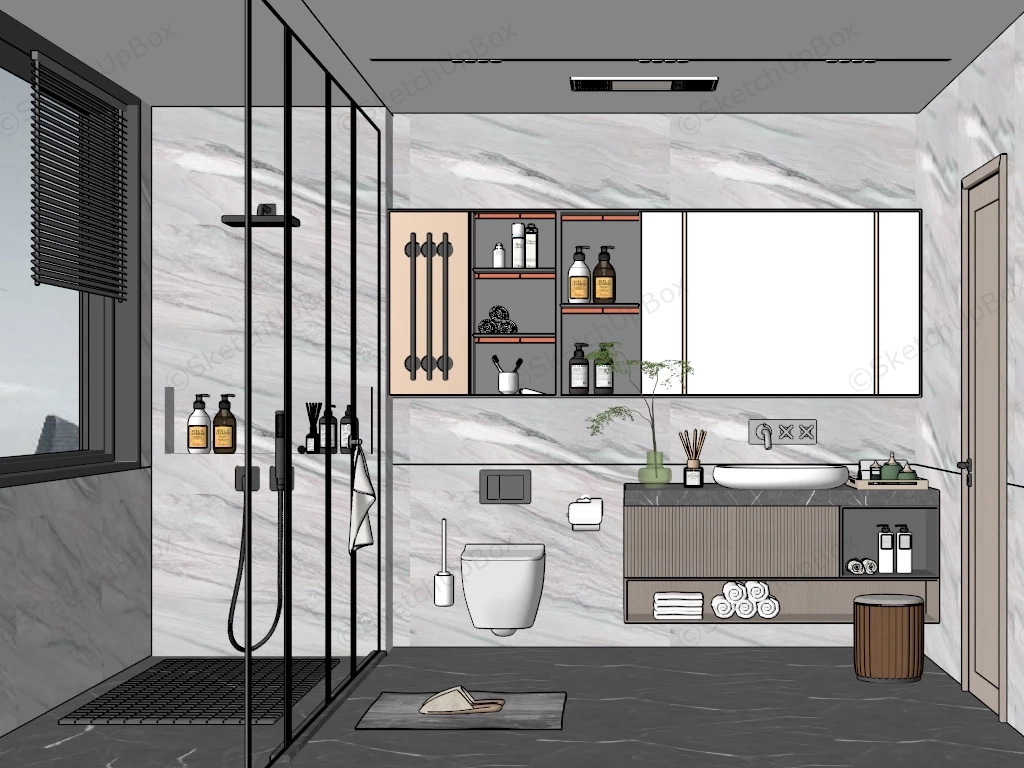 Modern Style Bathroom Design sketchup model preview - SketchupBox