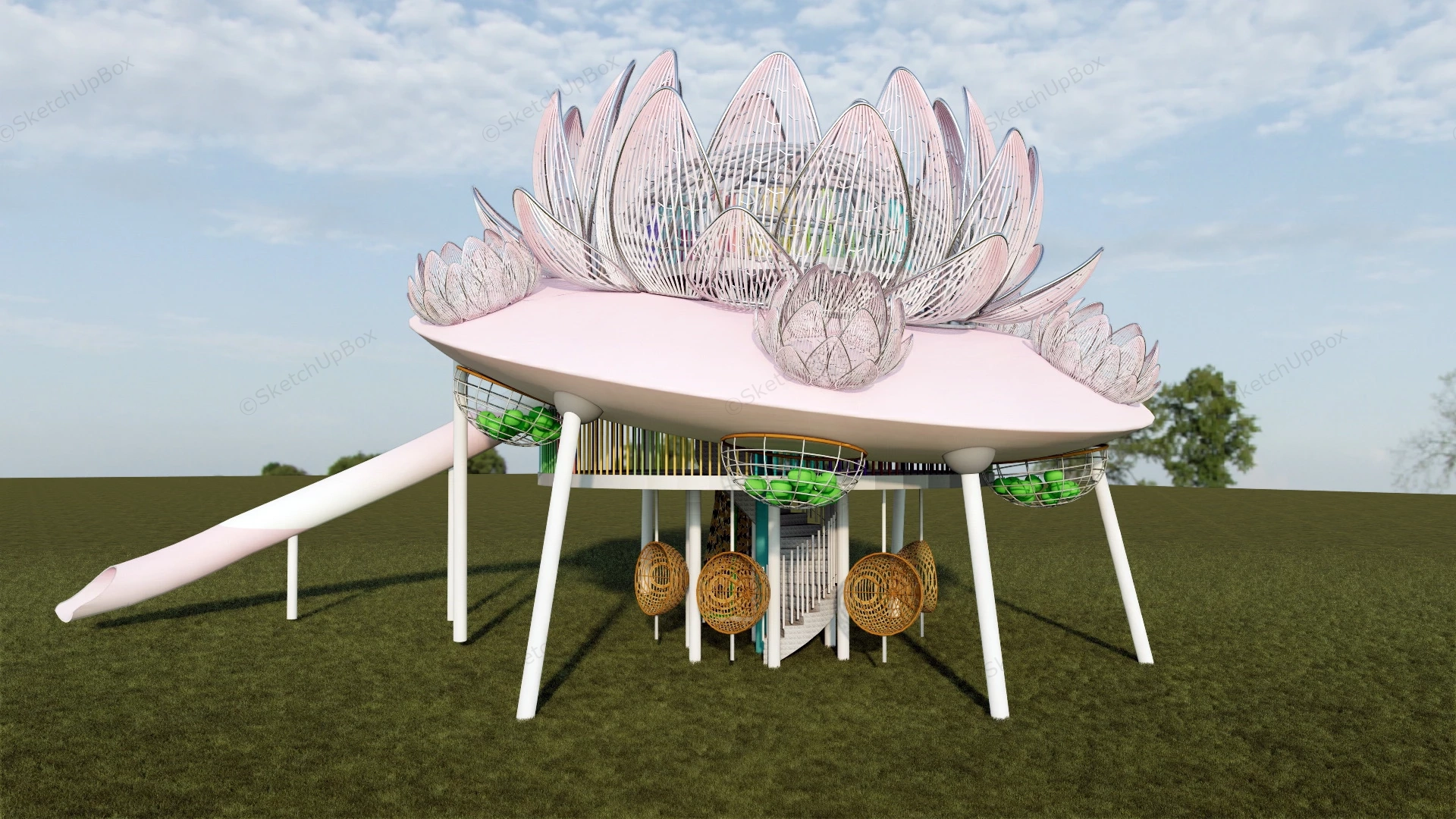 Lotus Flower Playground sketchup model preview - SketchupBox