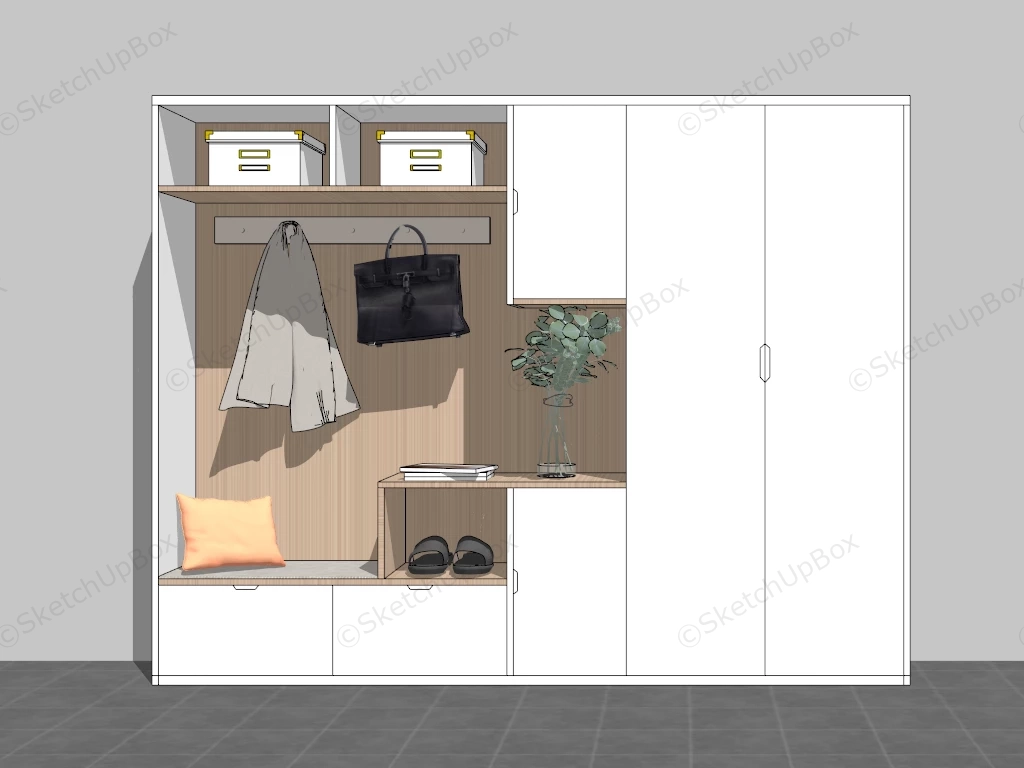 Mudroom Storage Idea sketchup model preview - SketchupBox