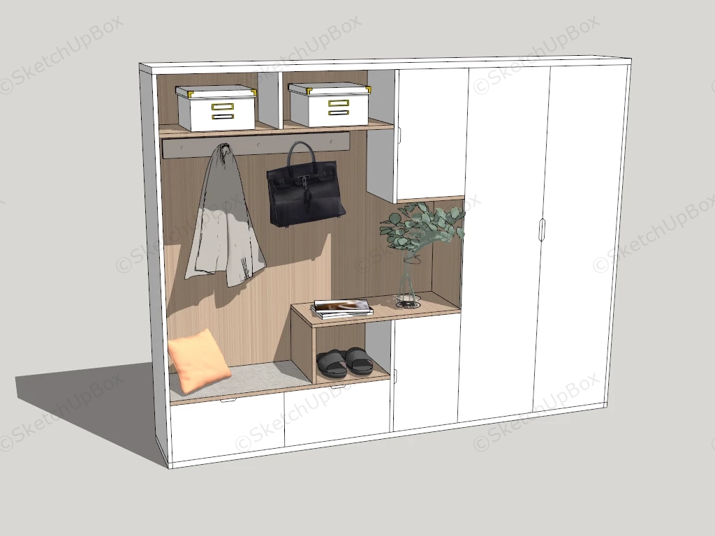 Mudroom Storage Idea sketchup model preview - SketchupBox