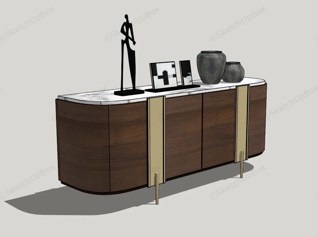 Mid Century Modern Accent Cabinet sketchup model preview - SketchupBox